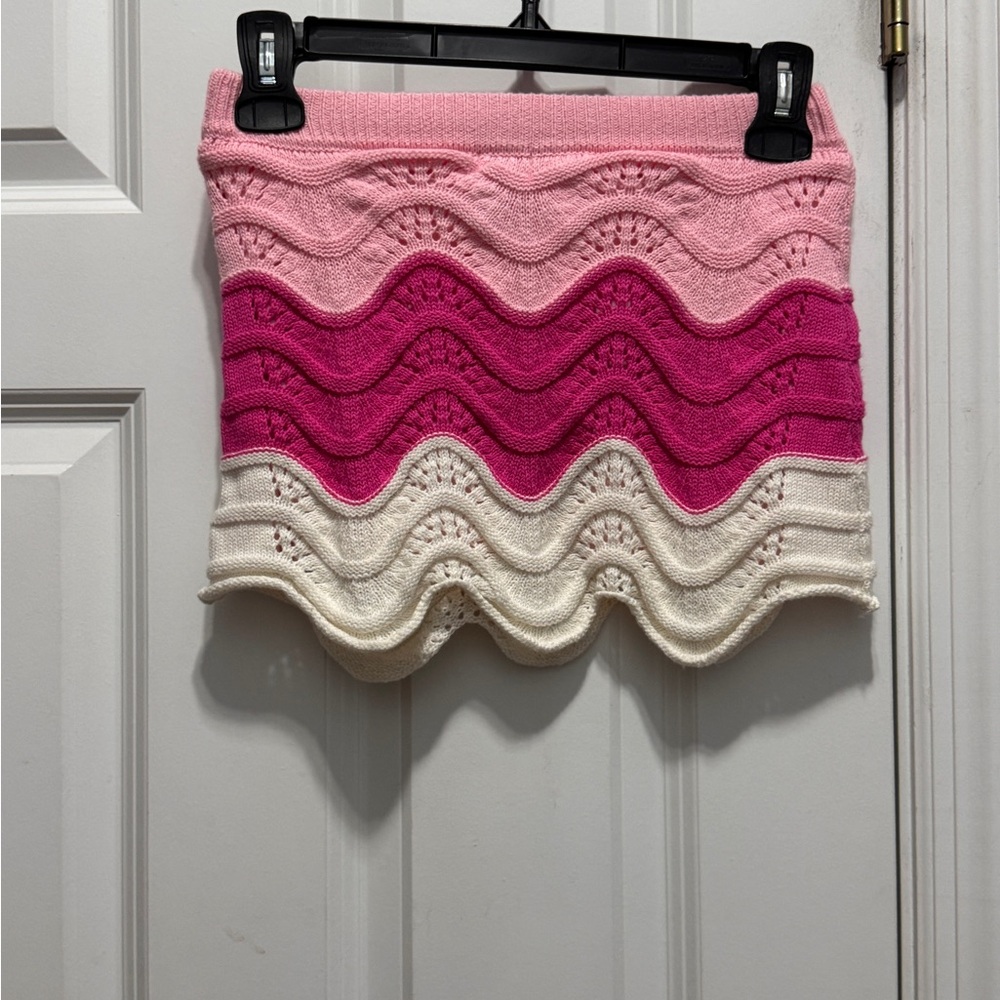 River Island Pink white Mini wave Skirt with Ruffled Style size 6 years